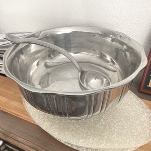 Pewter punch bowl and ladle